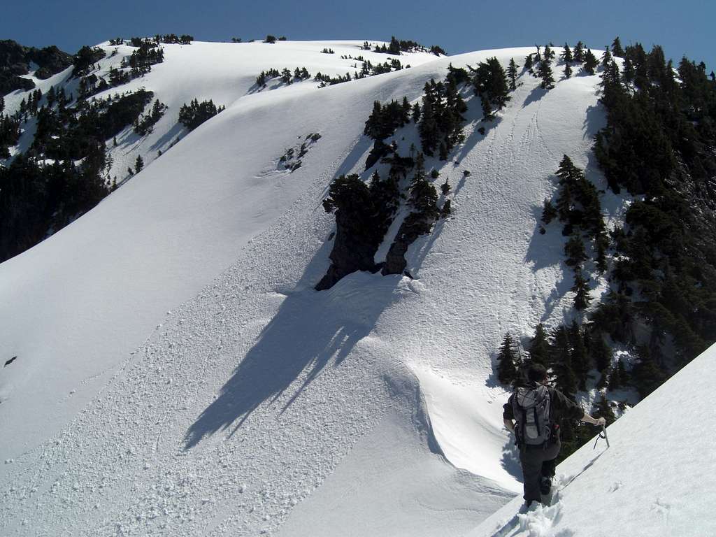 Approaching the permanent snowfield...