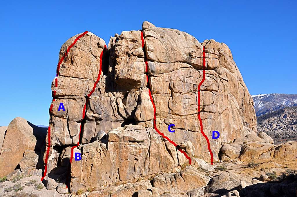 Routes of the west face,