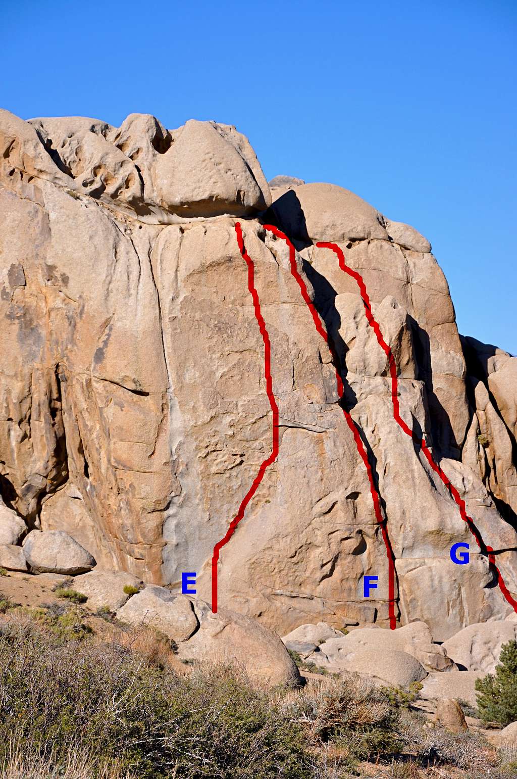 Routes of the south face,
