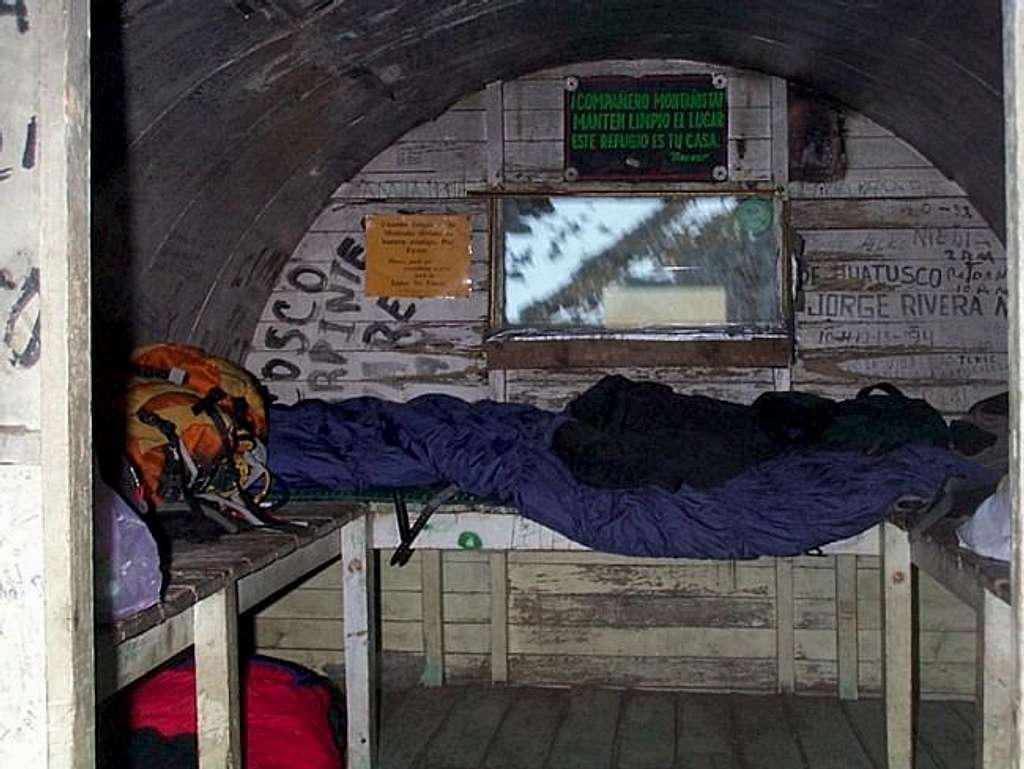 The inside of the small hut...