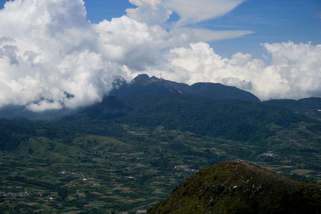 View to Gunung Sibayak from Gunung Sinabung's summit