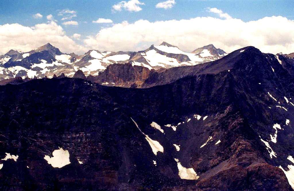Mt. Lyell group and Blacktop Peak from Mt. Wood