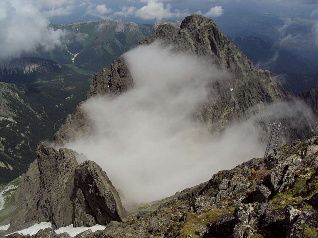 View of Kezmarsky summit (2556m)from Lomnicky stit