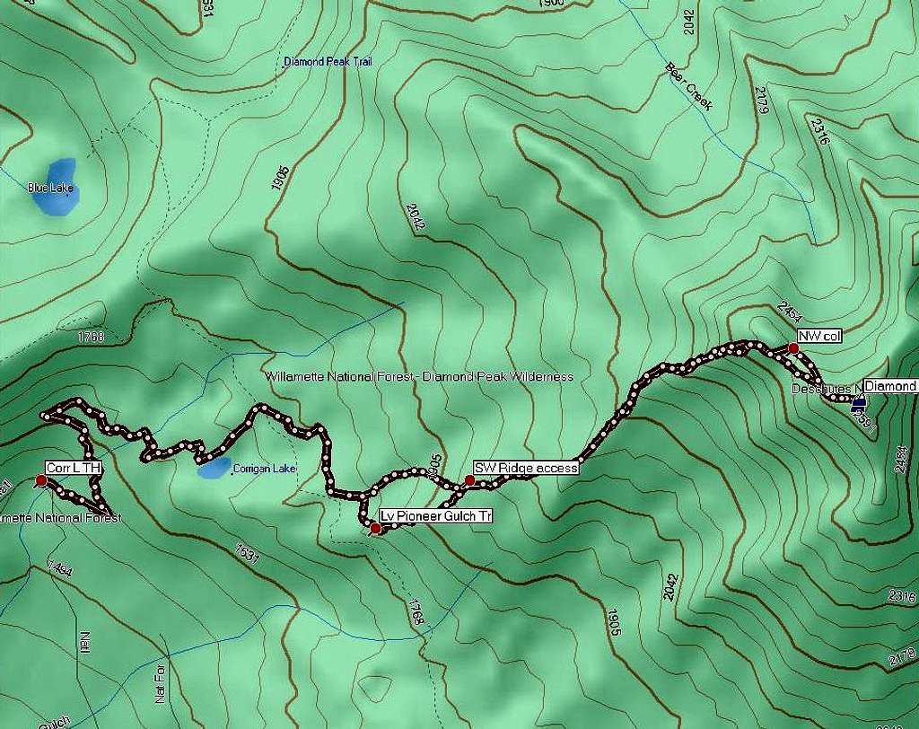 Upper SW Ridge Route Overview