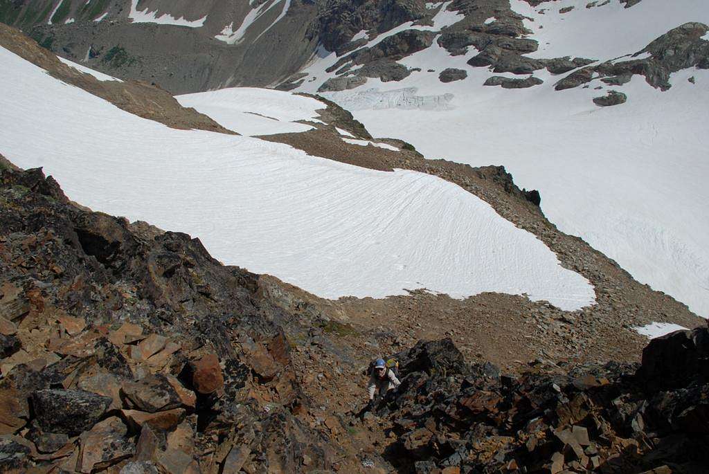 Scrambling up to the North Notch