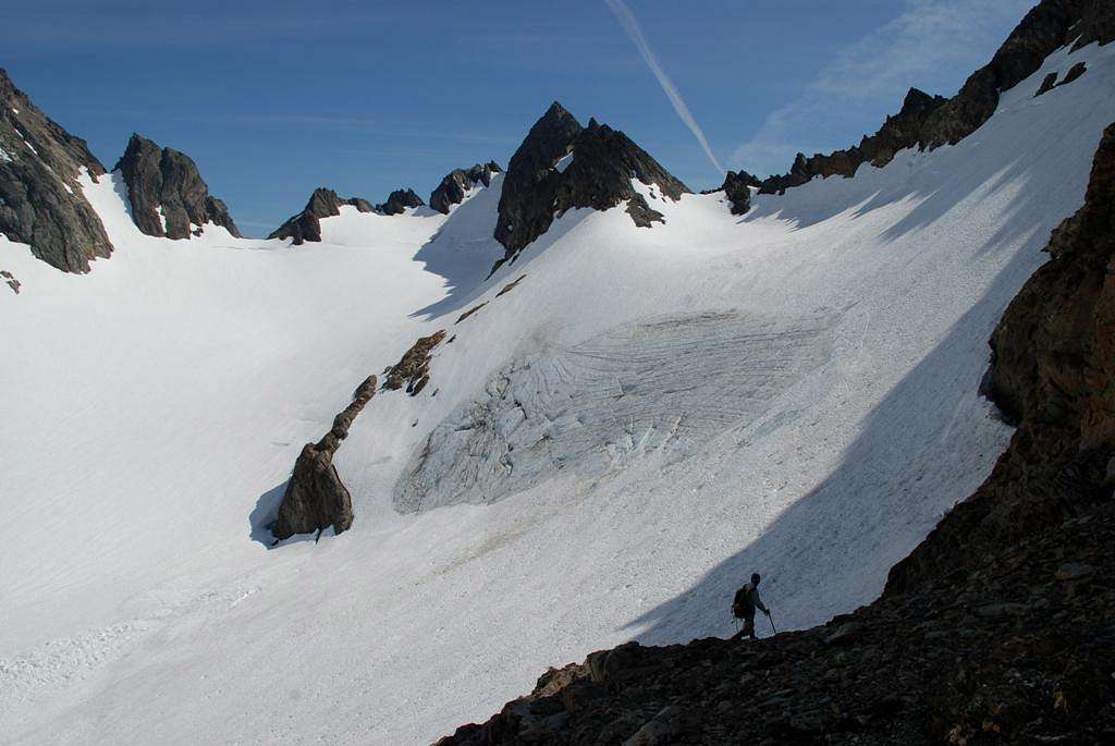 Exposed ice on the Eel Glacier