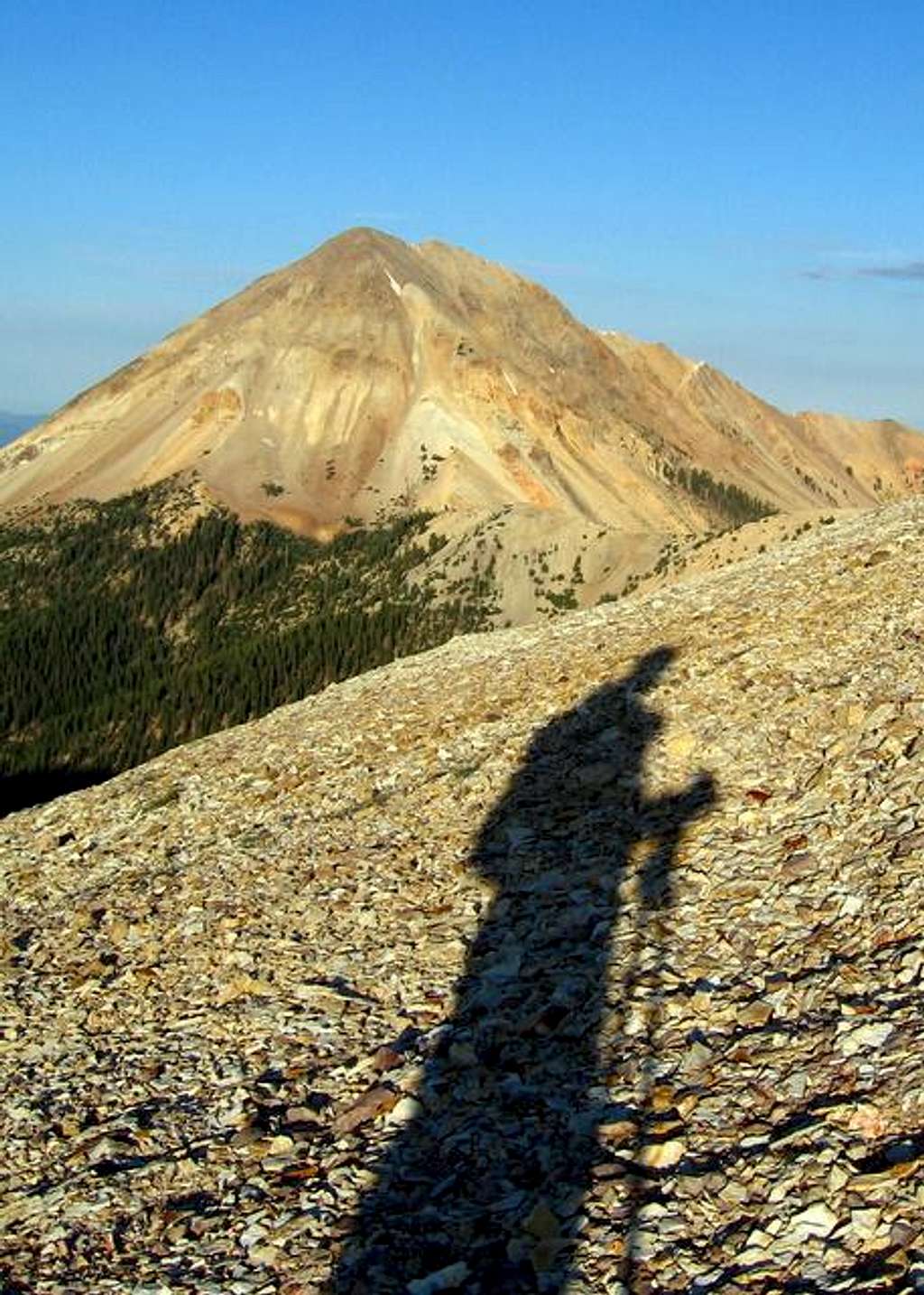 My shadow leading to Mount Baldy