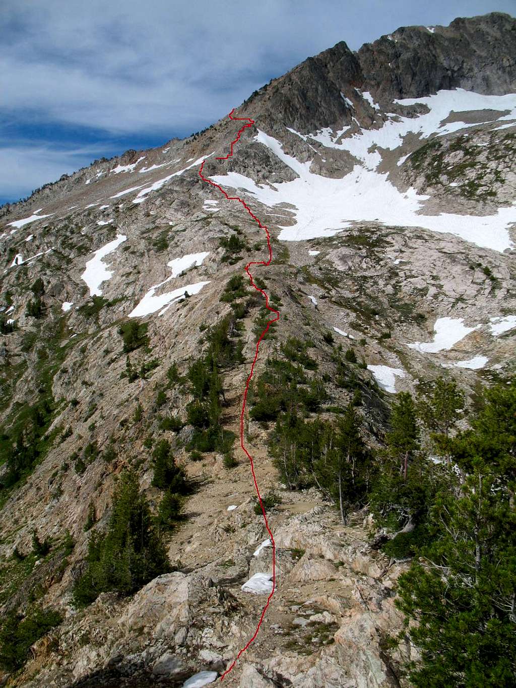 Route up to ridge from pass
