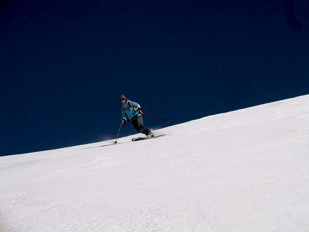 Skiing off of Mount Democrat