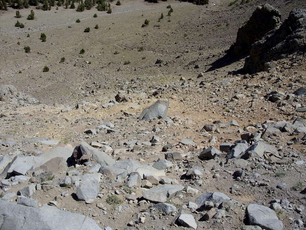 Looking down the scree slope - 7-25-09