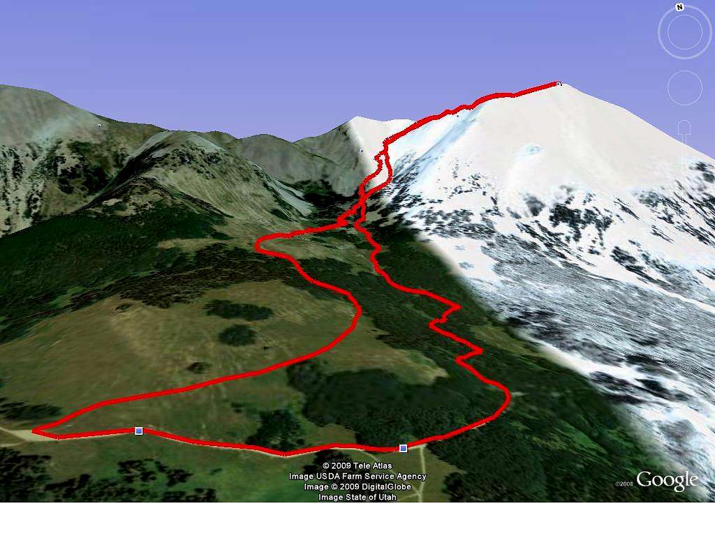 Route for Mt. Peale