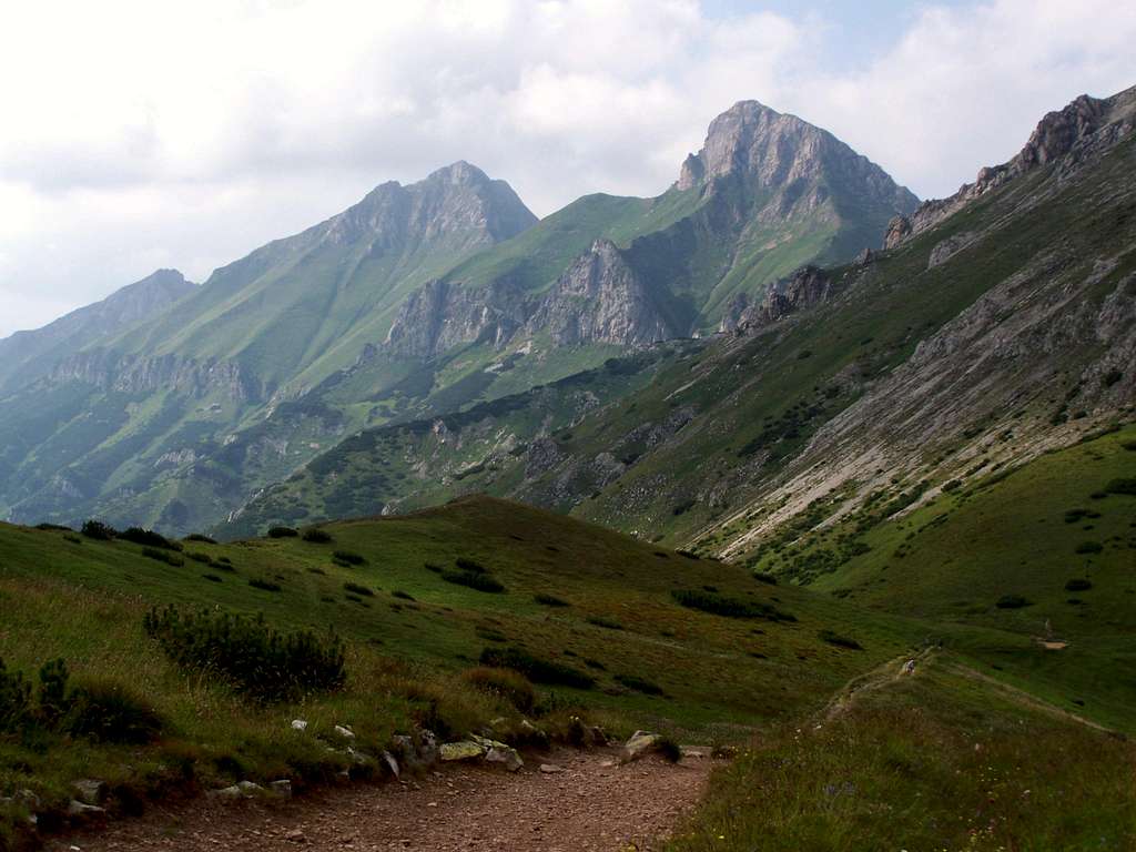 View of the 2 highest peaks of Belianske Tatry as seen from Predné Kopské Sedlo