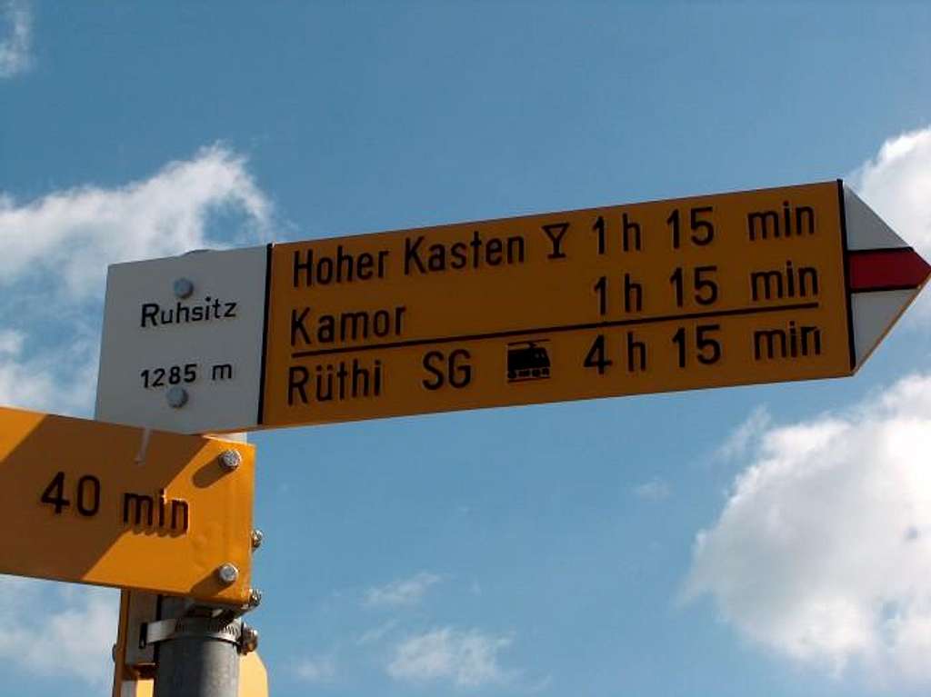 Sign to the Hoher Kasten. May...