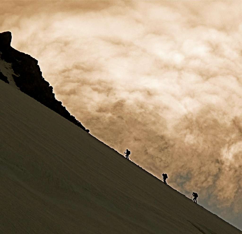 Climbing towards Castor -- Swiss Alps