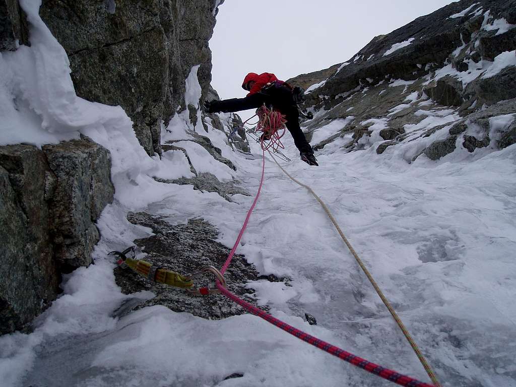 belay in the upper gully system