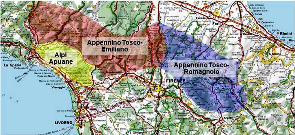 Schematic map of the Appennino Tosco-Emiliano