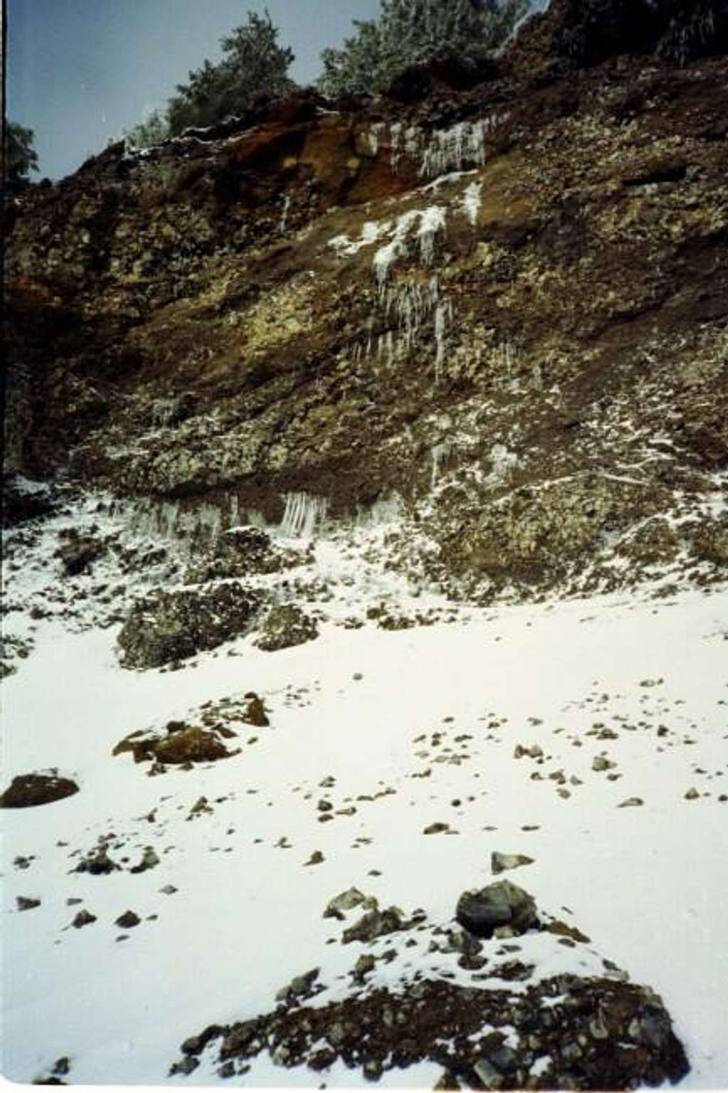 Icicles on the cliff at the...