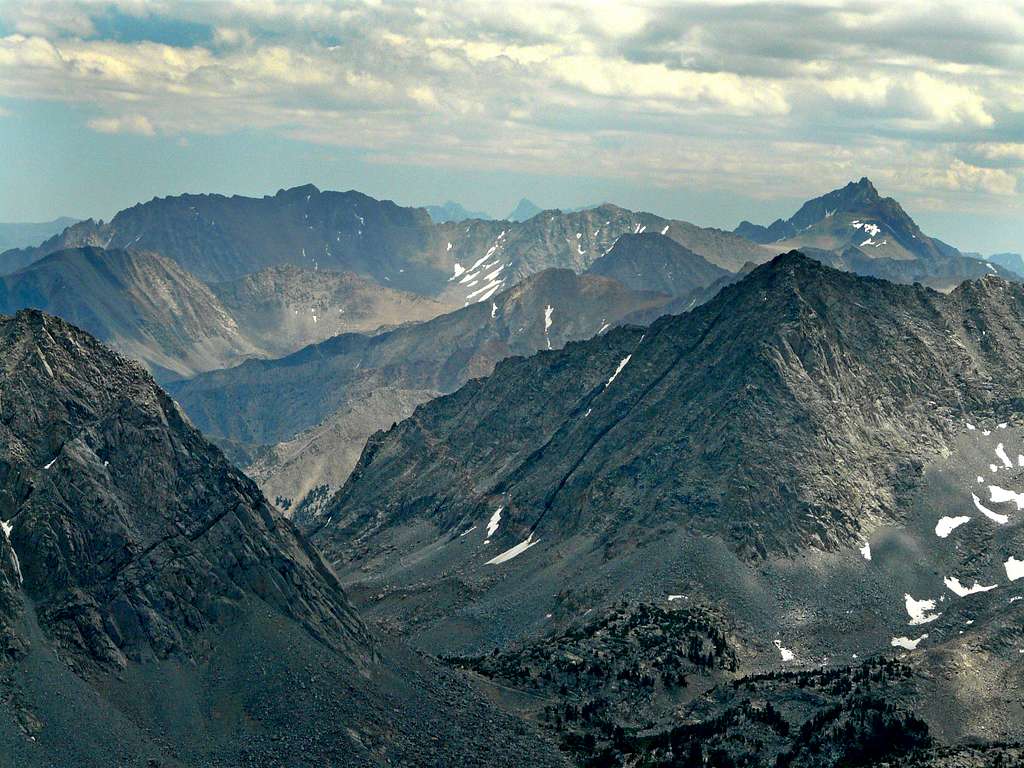 Basin Mtn., left, Mt. Humphreys, right and Morgan Pass below