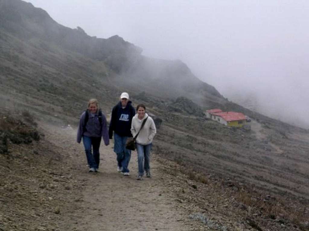 Climbing to the crater rim on...