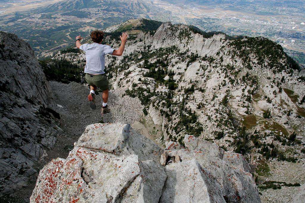 Jumping off Lone Peak