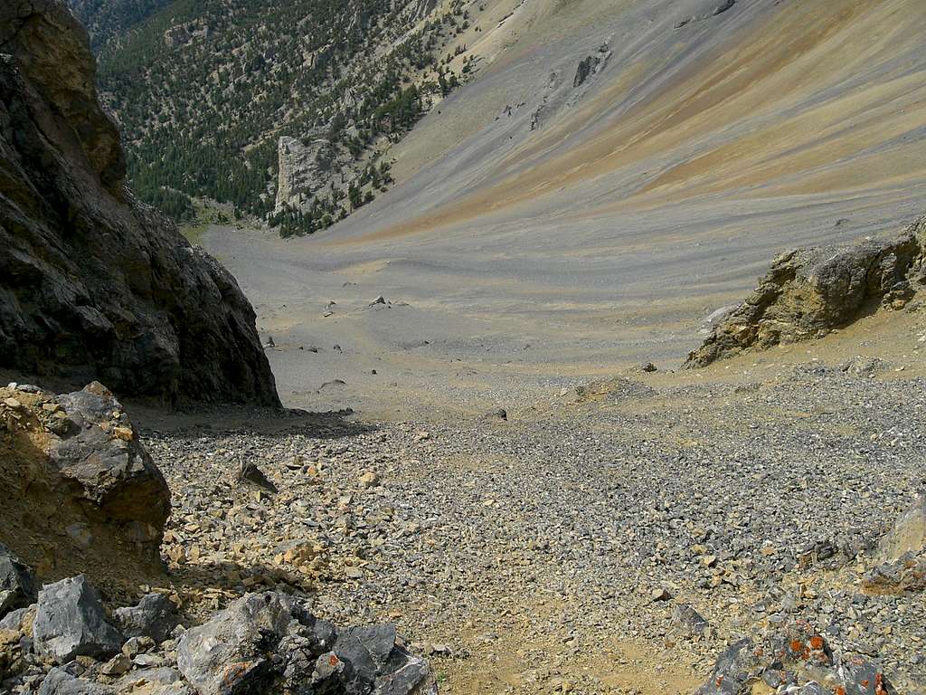 Looking Down the Scree Chute