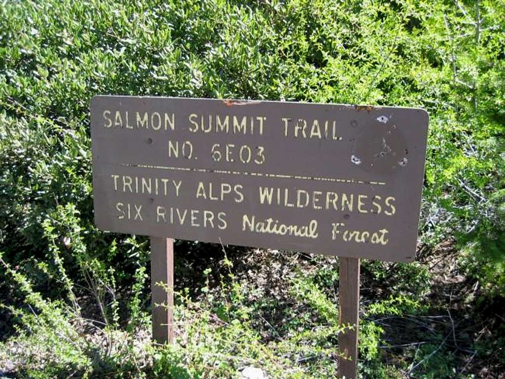 Trailhead sign for the Salmon...