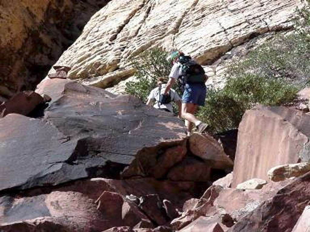 Hikers in the boulder field...