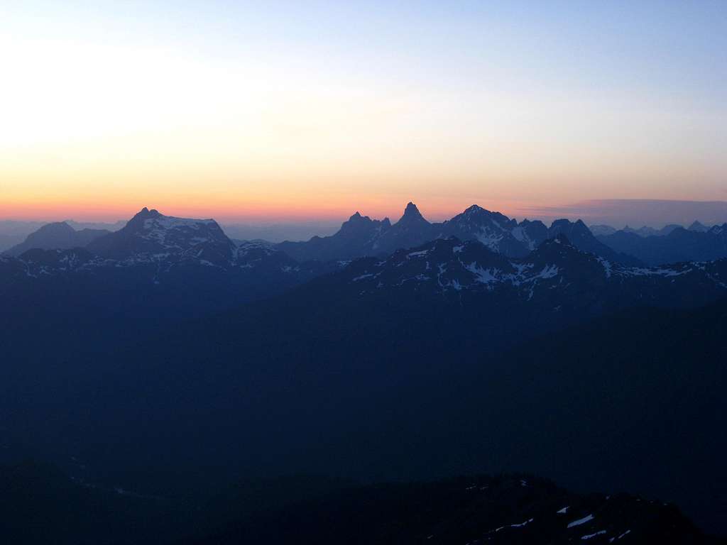 Sunset from Mt Shuksan camp 7-3-09