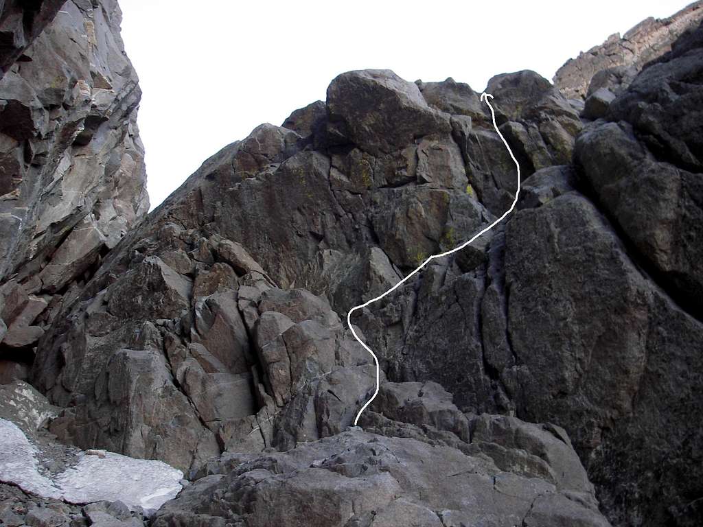 3rd class ledges near 13,000’ used to bypass Chockstone 