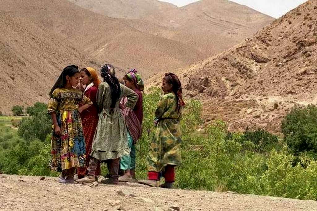 August, 2001. Berber girls at...
