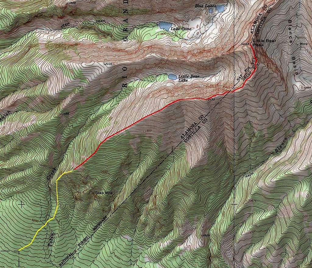 Little Bear's Southwest Ridge route