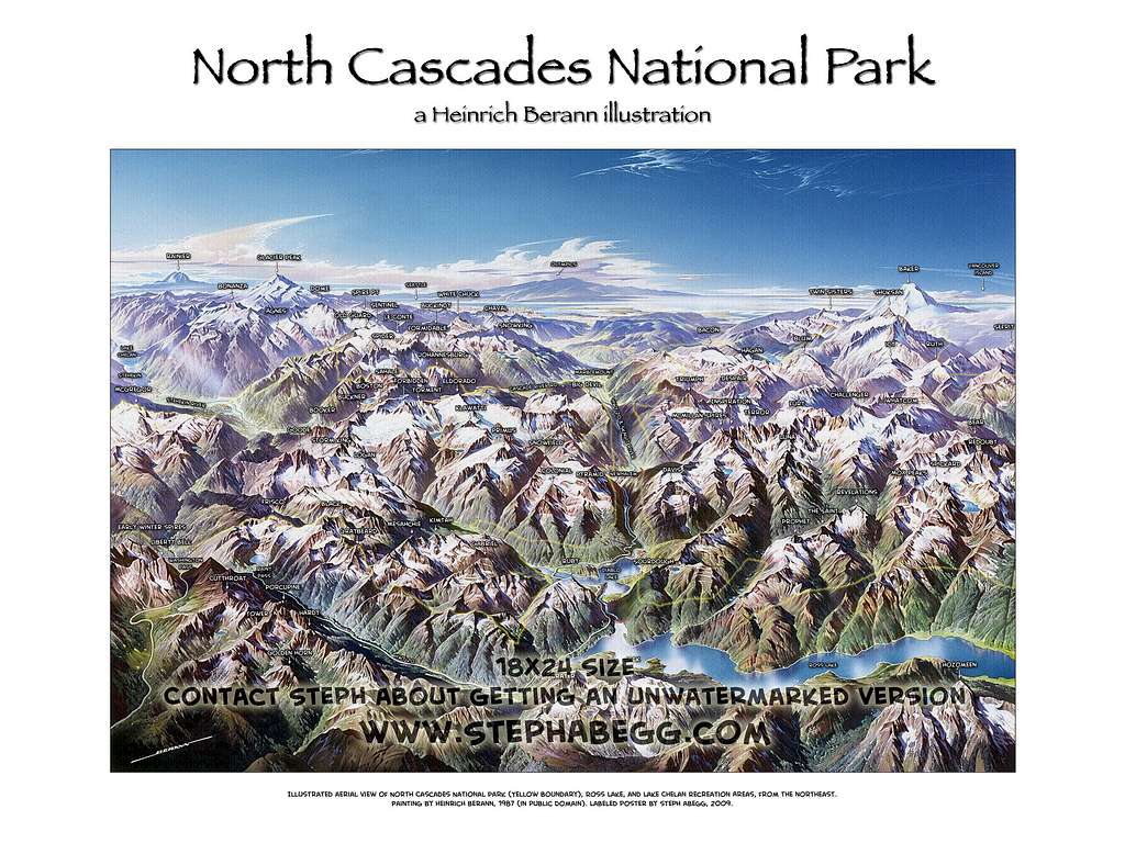 Labelled illustration of North Cascade National Park