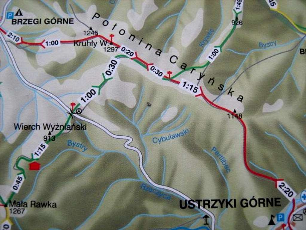 Map of Mount Polonina Carynska