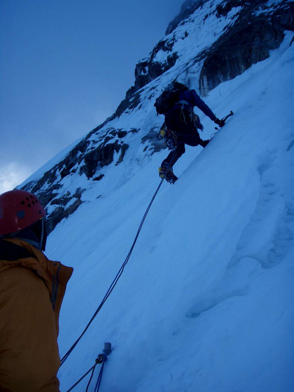 Starting up the West Face (Slovenian route)  The Cassin looked well dodgy.