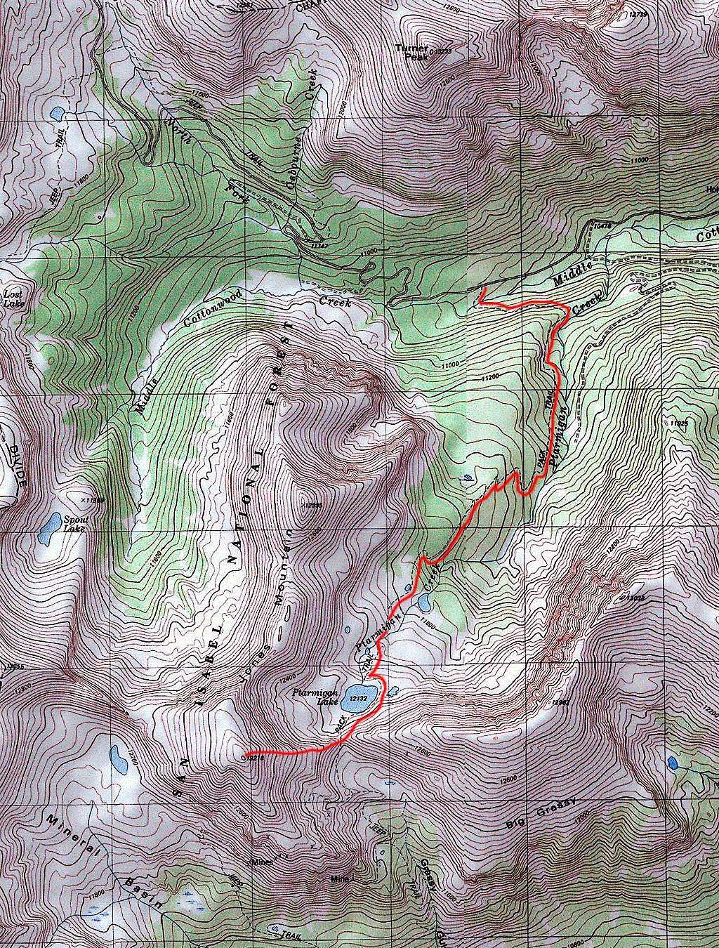 Map of Jones Mountain & Ptarmigan Lake Trail