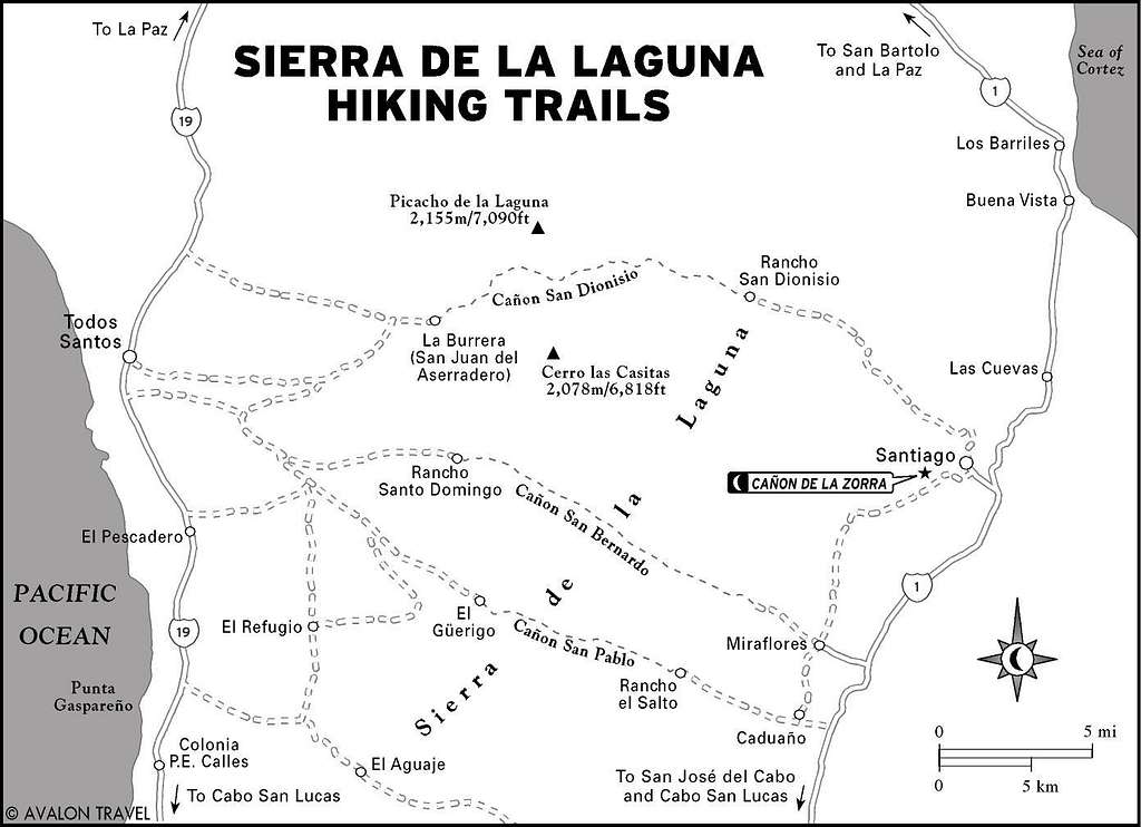 Hiking trails of the Sierra de la Laguna