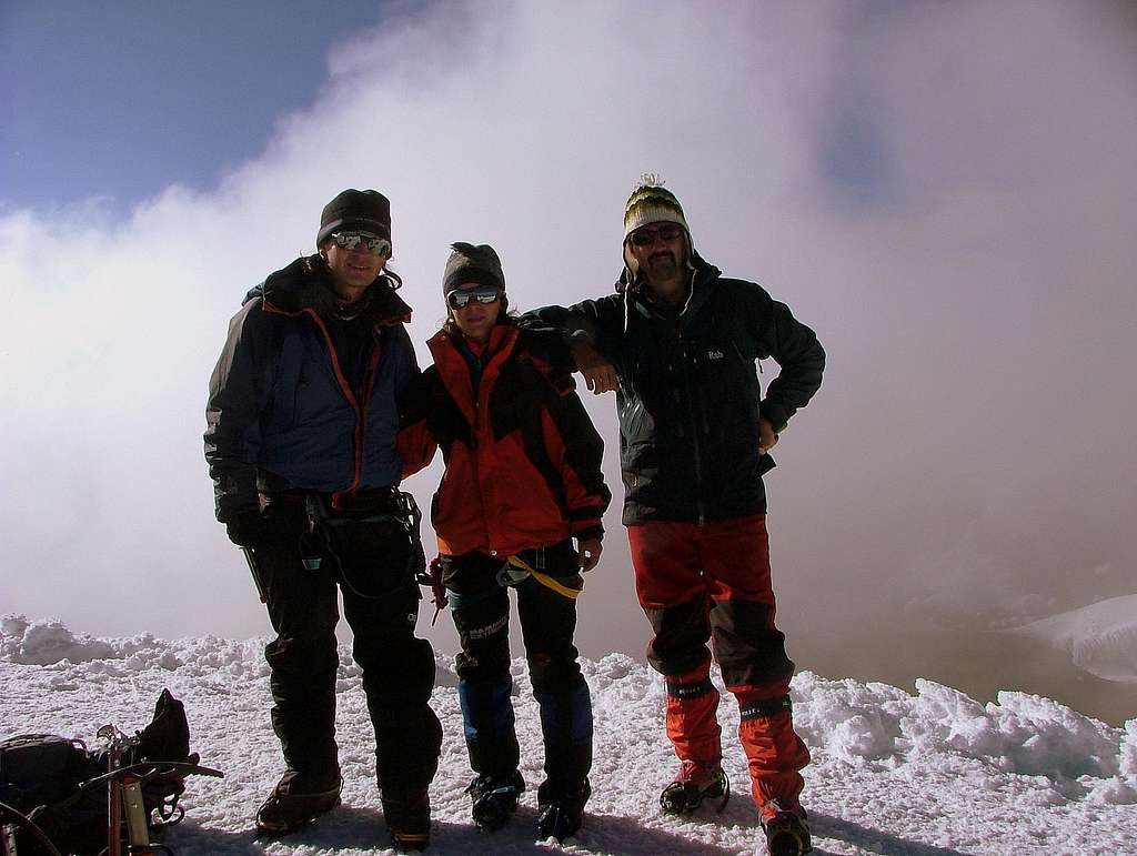 Boriss (ECU), Andreea (ROM) and Mehmet (TUR) on summit of Cotopaxi