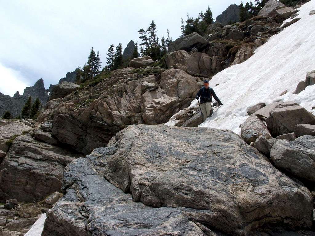 Snowy Trail down from Andrews Tarn