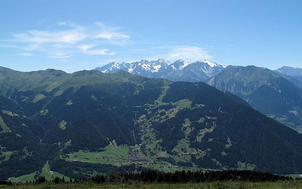 View to the Aiguilles suisses from Ruinettes