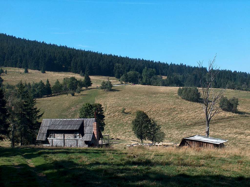 Cheese makers huts on the path from Konradów to Sienna