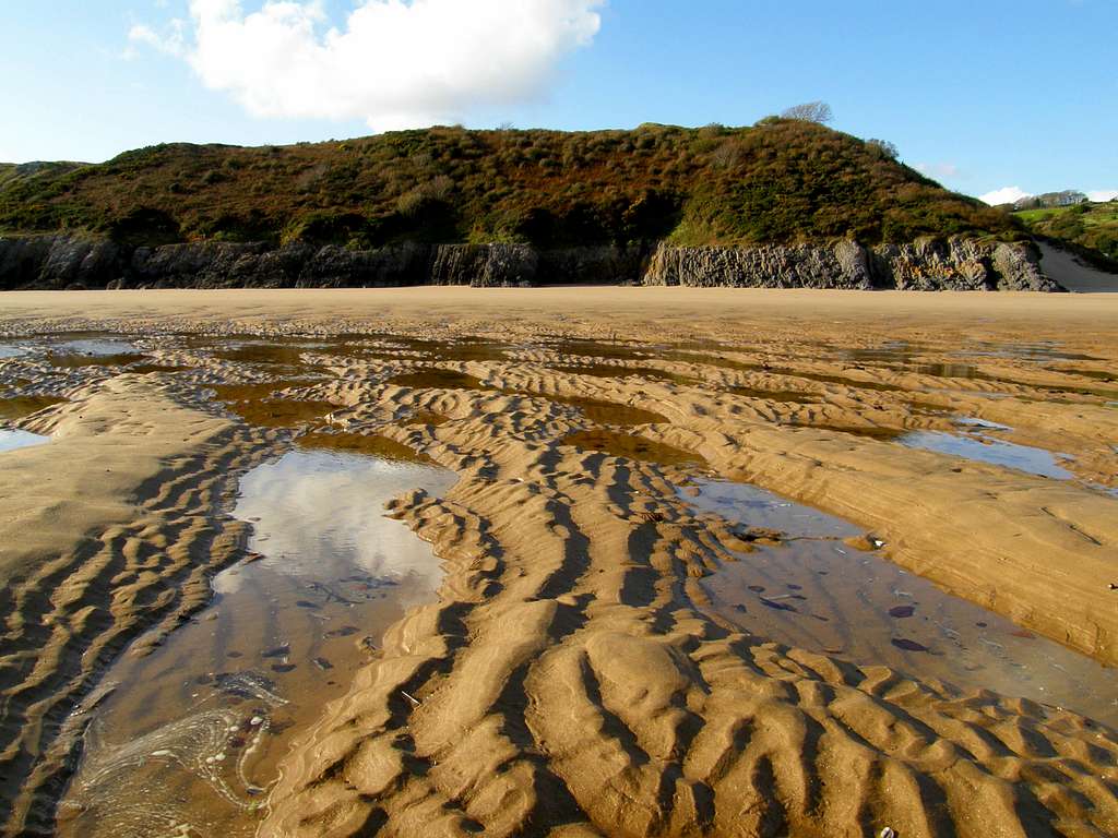 The sands of Three Cliffs Bay