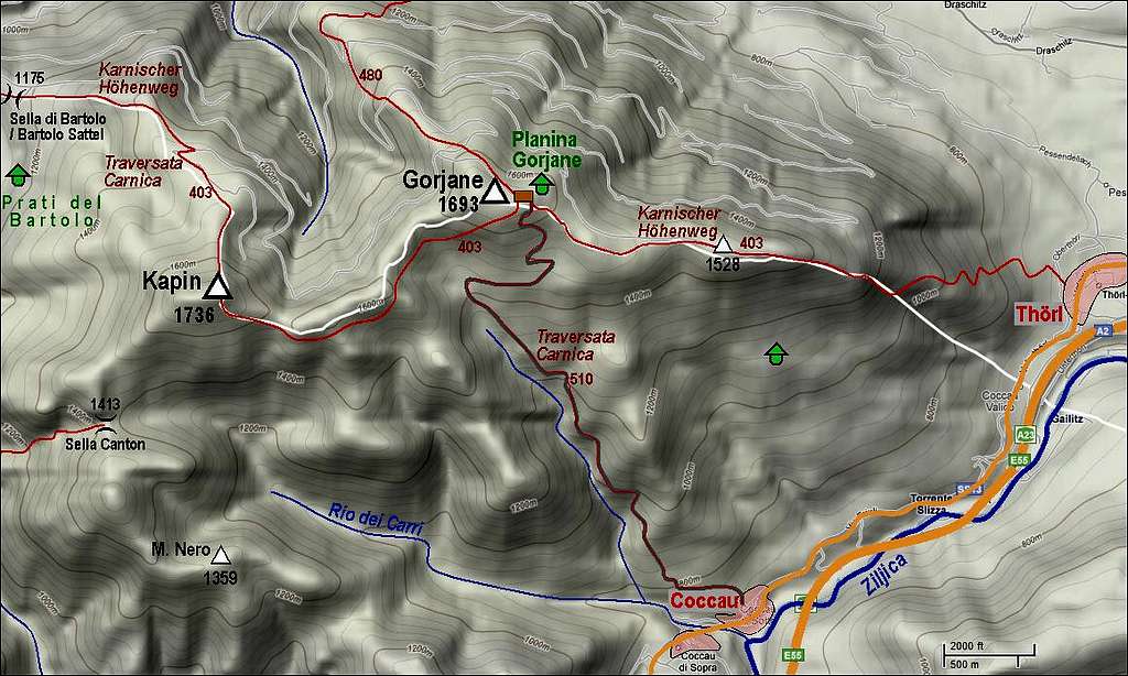 The map of Kapin and Gorjane
