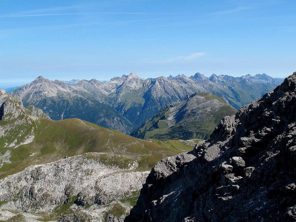 View to the Allgäu Alps from the path up Rüfispitze