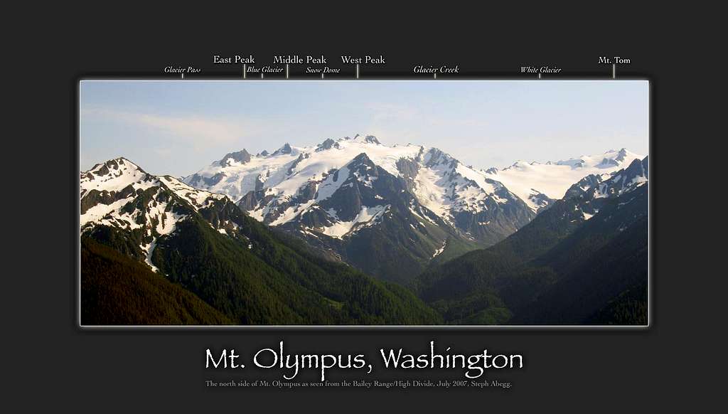 Labeled panorama of Mt Olympus