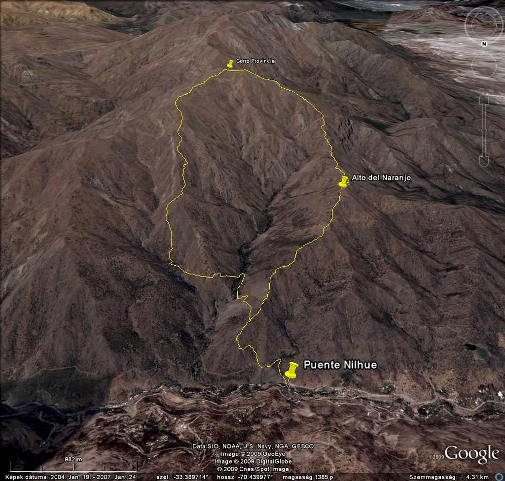 Track of the Cerro Provincia hike