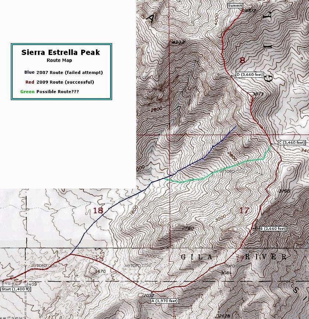 Sierra Estrella (AZ) Route Map