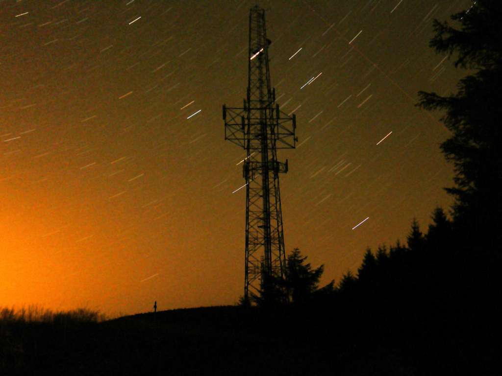 Radio tower with millions of stars