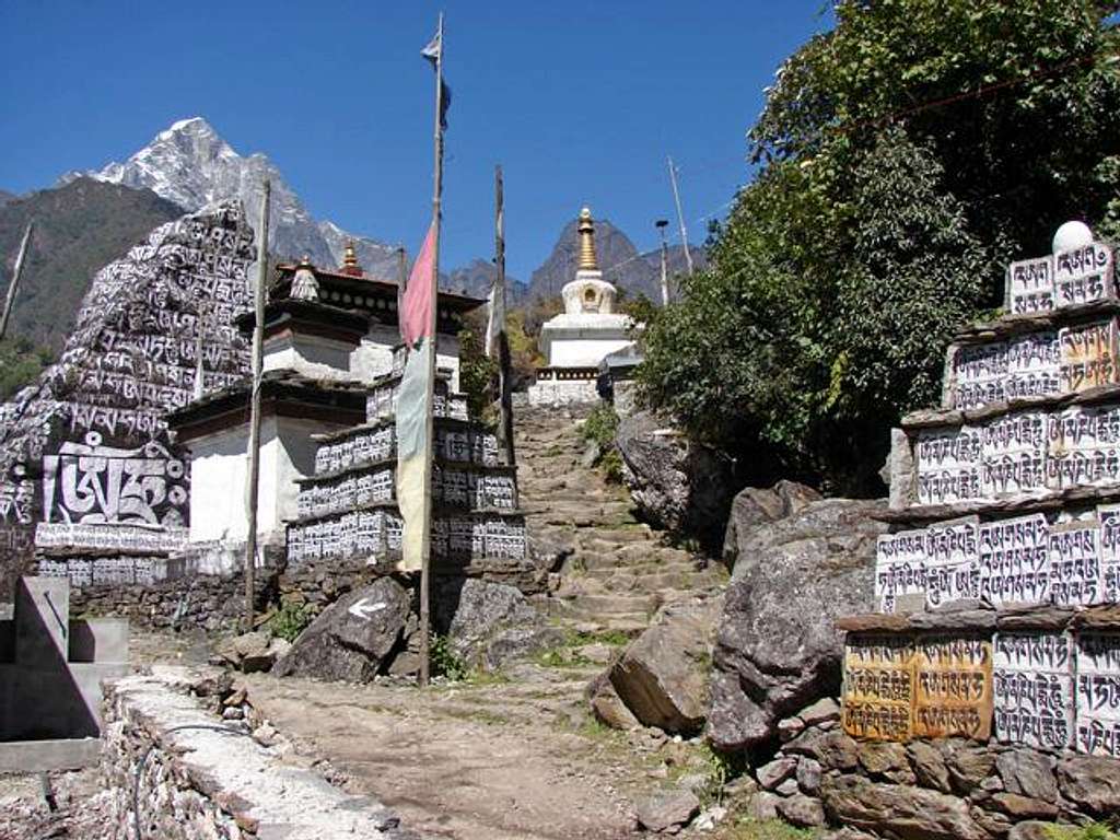 Stupa and mani walls