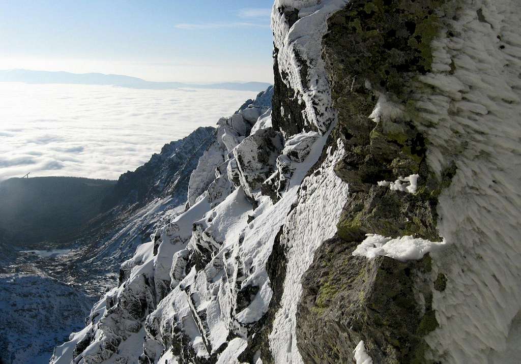 At the end of south couloir of Strbsky stit