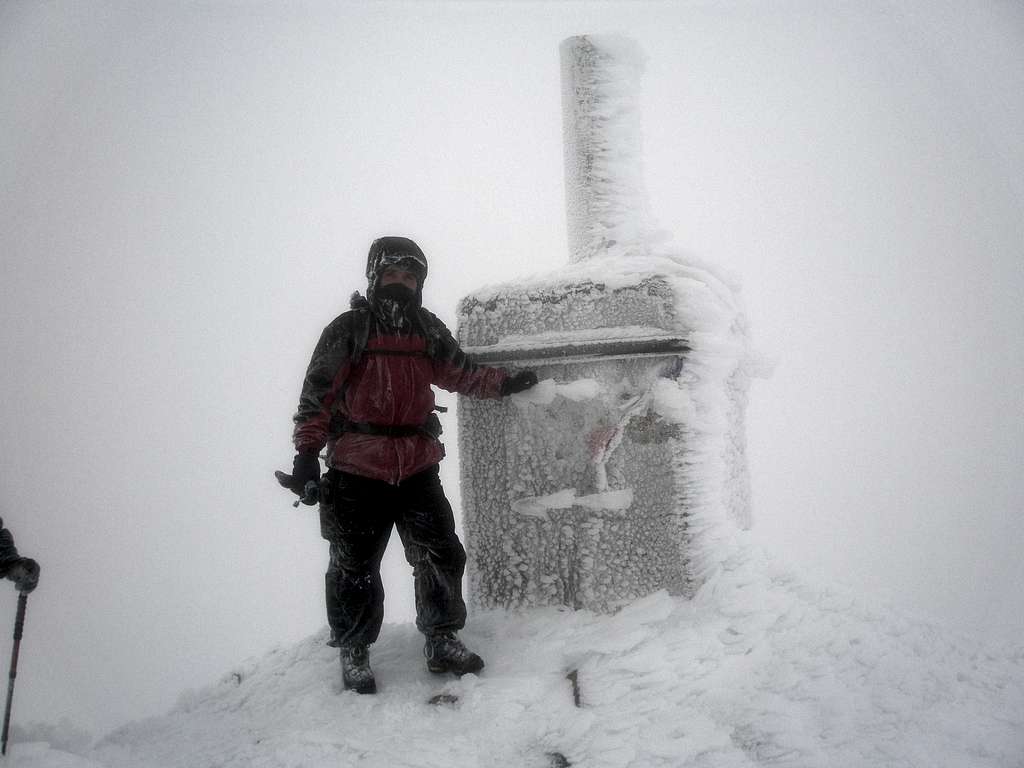 Summit in winter conditions